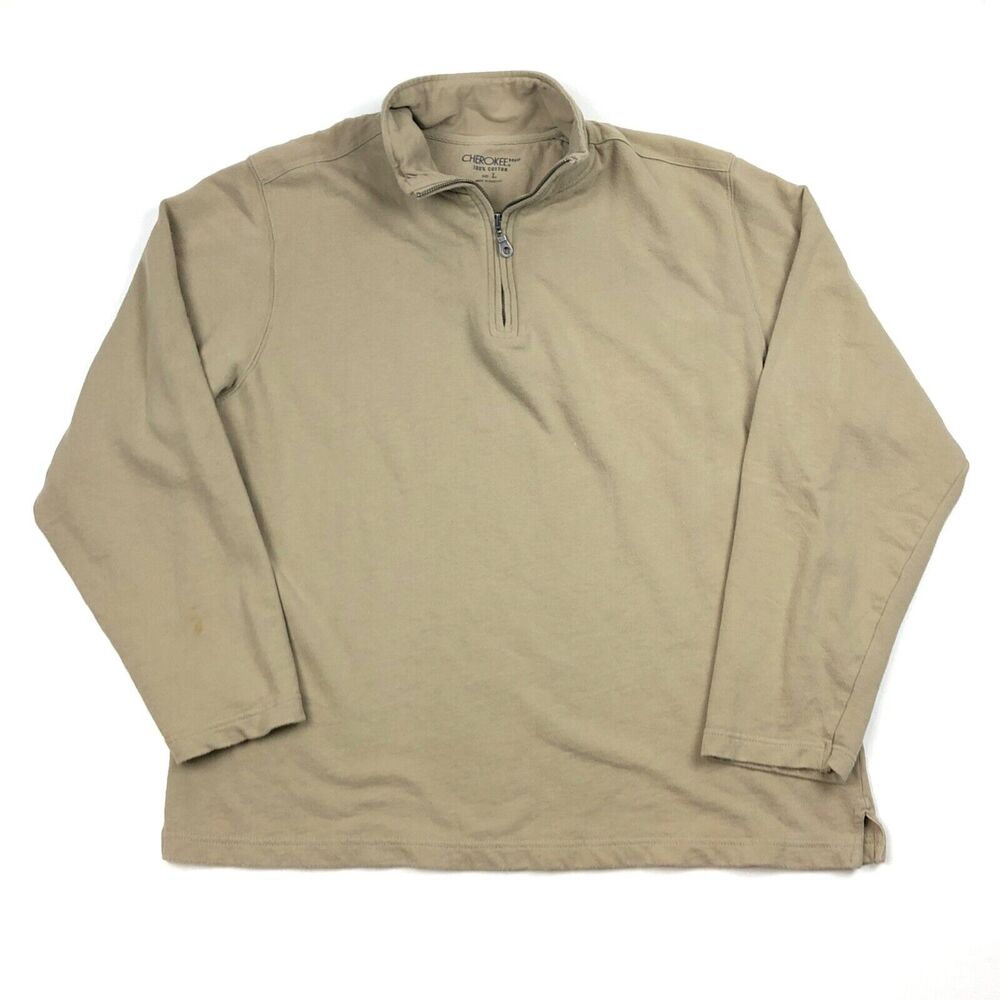 Cherokee Brand Brown Tan 1/4 Zip Pullover Sweater Size Large L B5